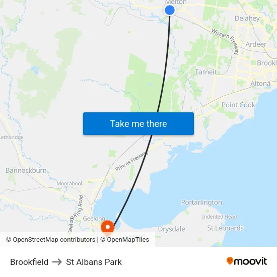 Brookfield to St Albans Park map