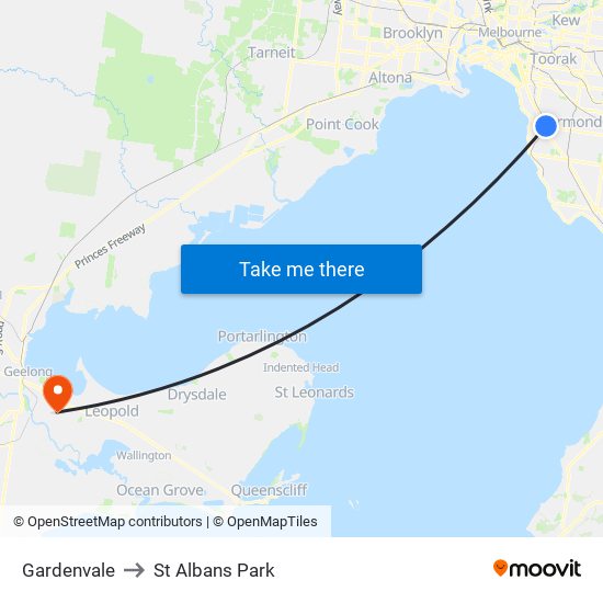 Gardenvale to St Albans Park map