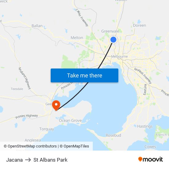 Jacana to St Albans Park map