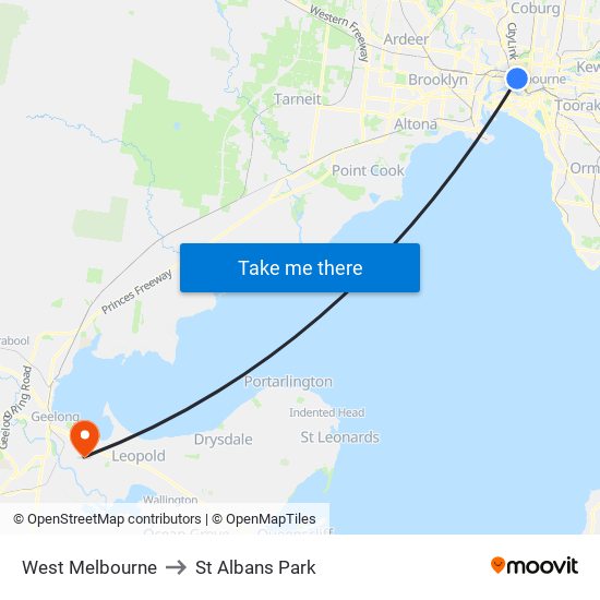 West Melbourne to St Albans Park map
