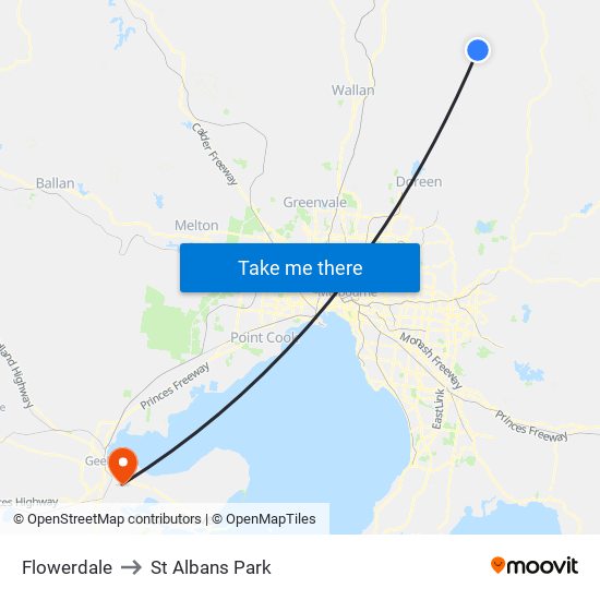 Flowerdale to St Albans Park map