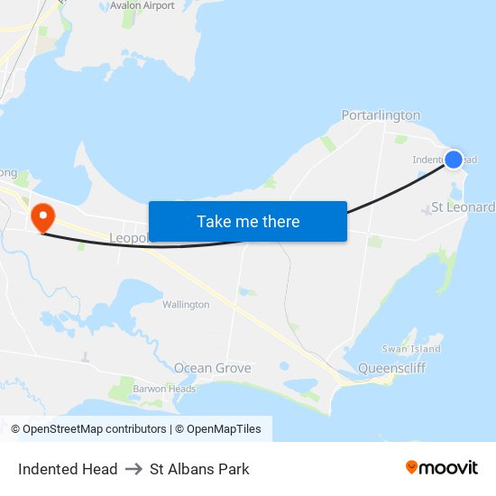 Indented Head to St Albans Park map