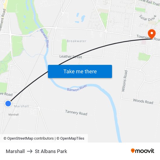 Marshall to St Albans Park map