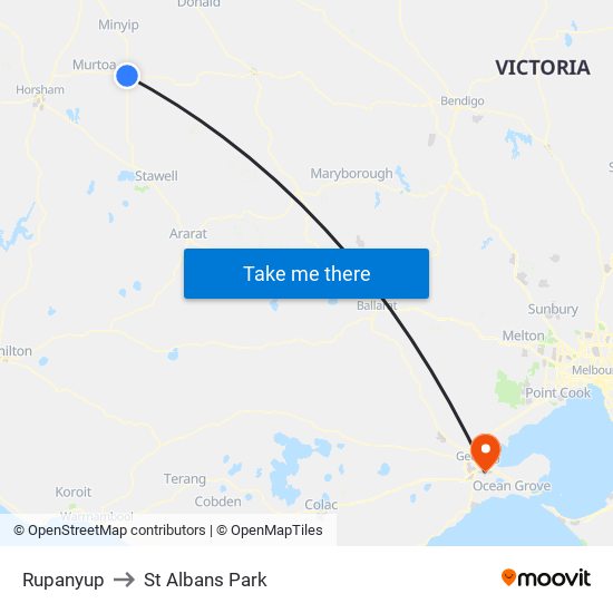 Rupanyup to St Albans Park map
