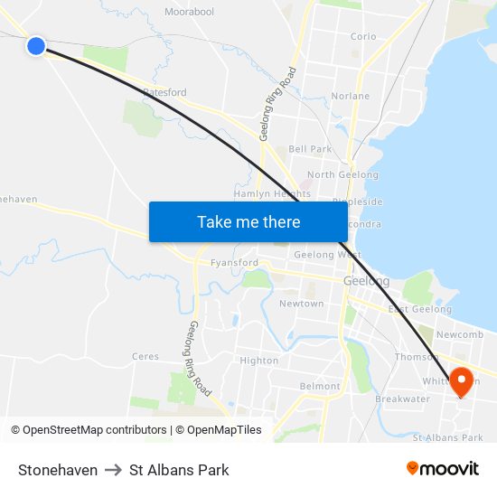 Stonehaven to St Albans Park map