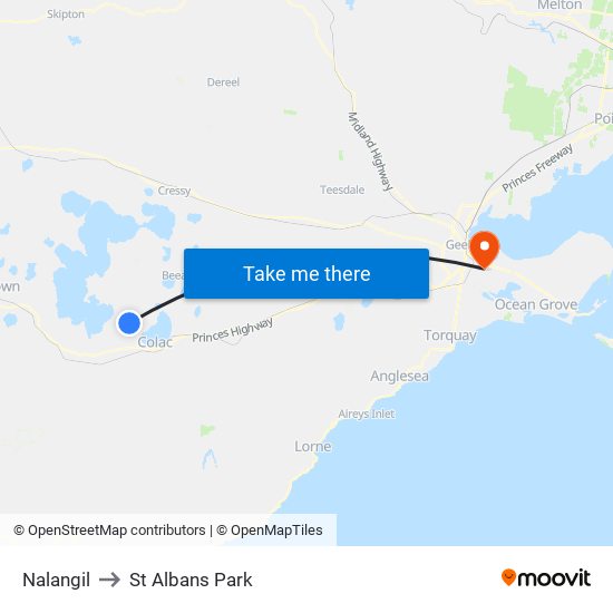 Nalangil to St Albans Park map