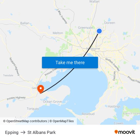 Epping to St Albans Park map