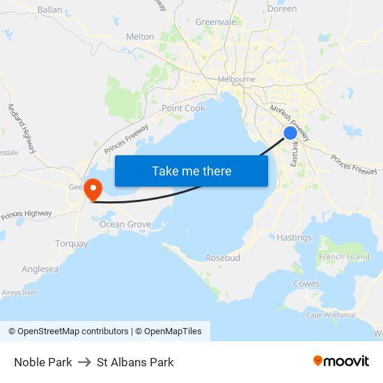 Noble Park to St Albans Park map