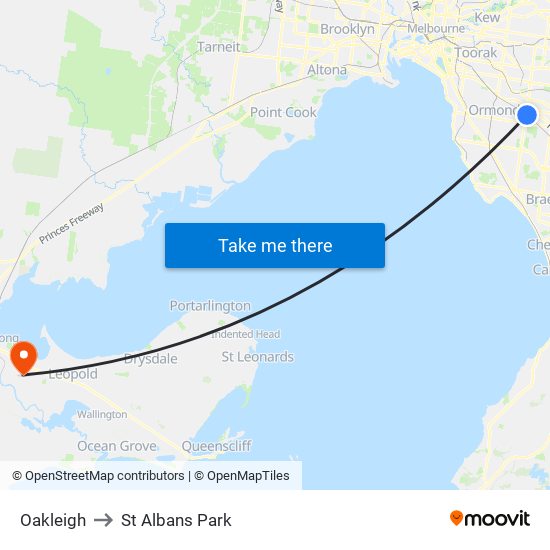 Oakleigh to St Albans Park map