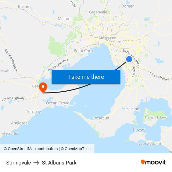 Springvale to St Albans Park map