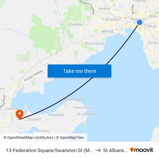 13-Federation Square/Swanston St (Melbourne City) to St Albans Park map