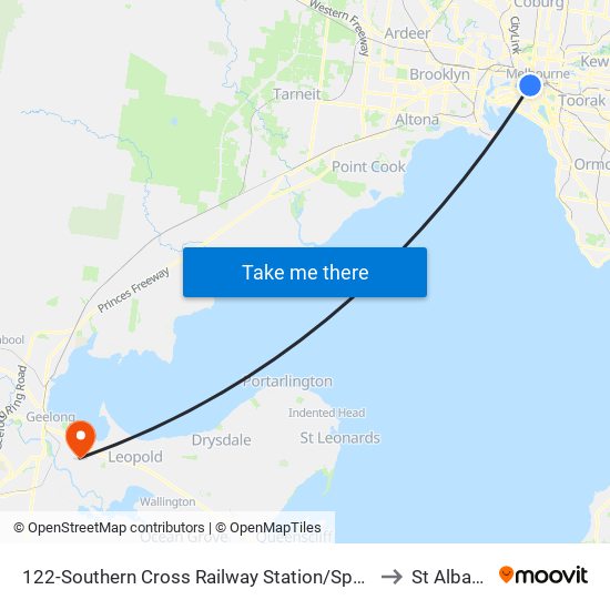 122-Southern Cross Railway Station/Spencer St (Melbourne City) to St Albans Park map