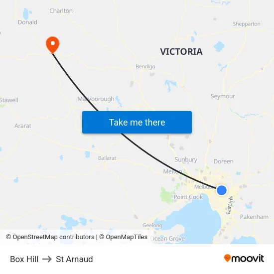 Box Hill to St Arnaud map