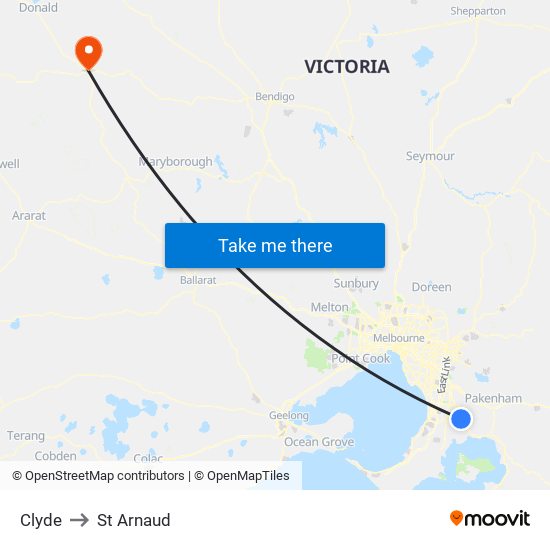 Clyde to St Arnaud map