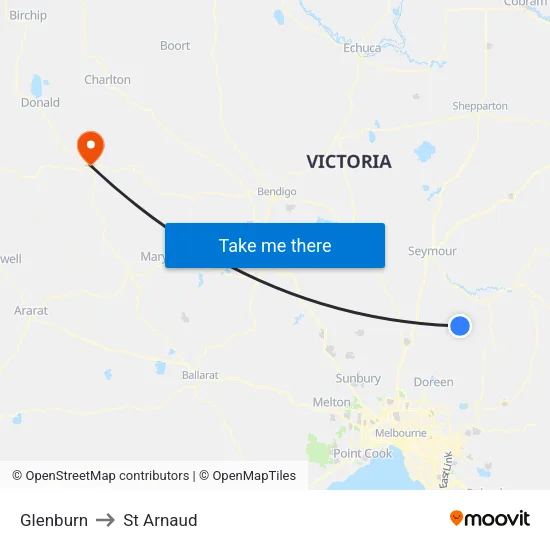 Glenburn to St Arnaud map