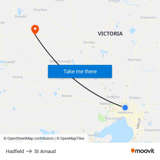 Hadfield to St Arnaud map