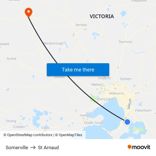 Somerville to St Arnaud map