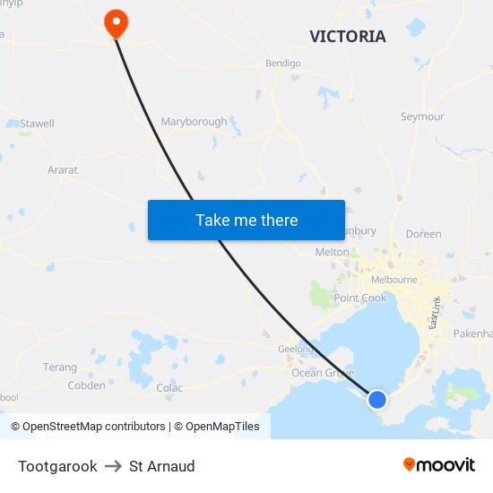 Tootgarook to St Arnaud map