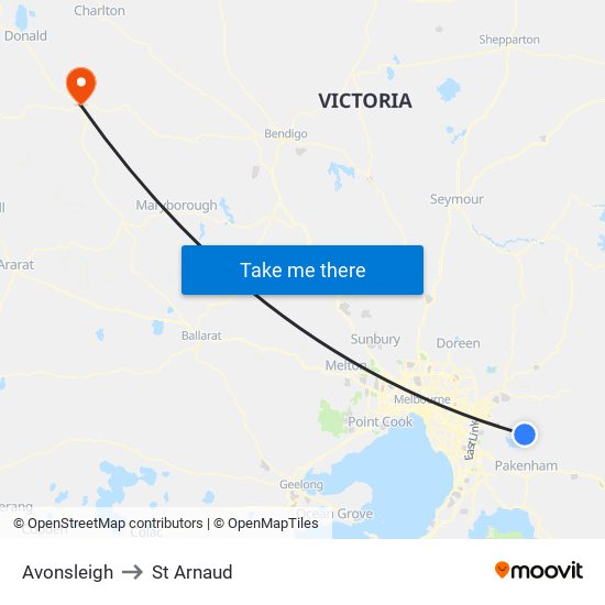 Avonsleigh to St Arnaud map