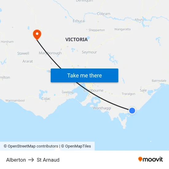 Alberton to St Arnaud map
