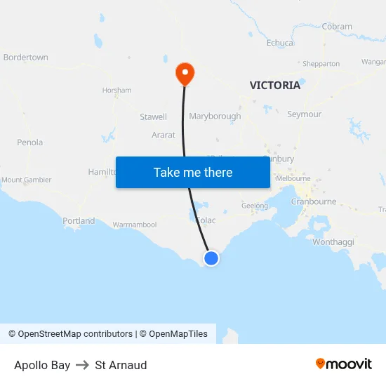 Apollo Bay to St Arnaud map