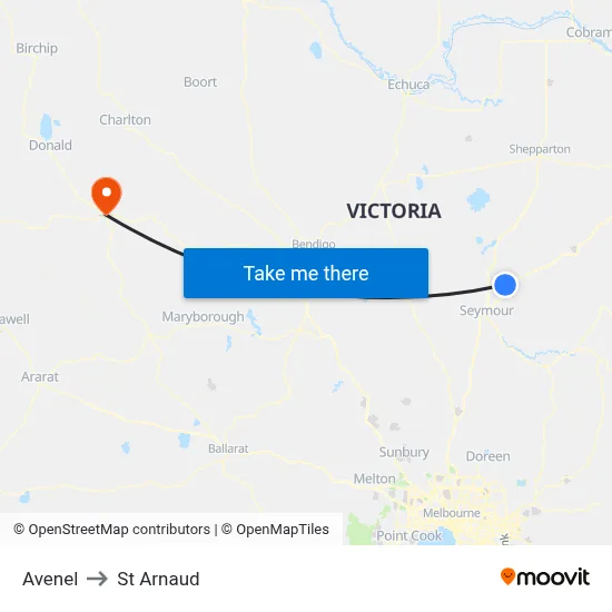 Avenel to St Arnaud map