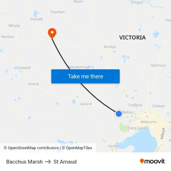 Bacchus Marsh to St Arnaud map