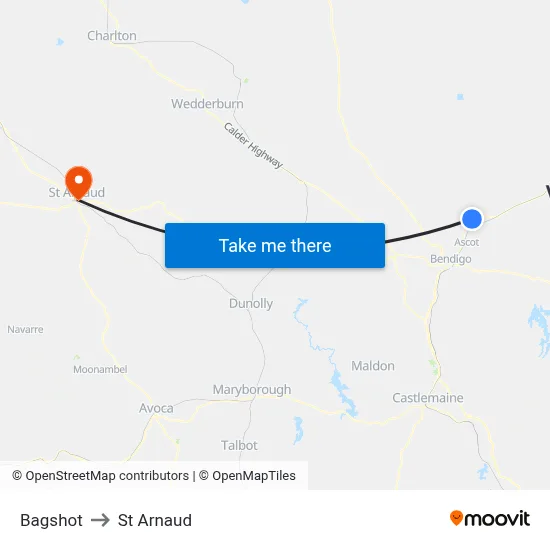 Bagshot to St Arnaud map