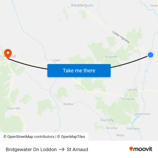 Bridgewater On Loddon to St Arnaud map