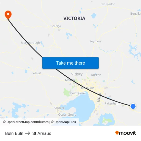 Buln Buln to St Arnaud map