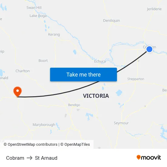 Cobram to St Arnaud map