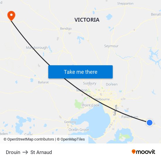 Drouin to St Arnaud map