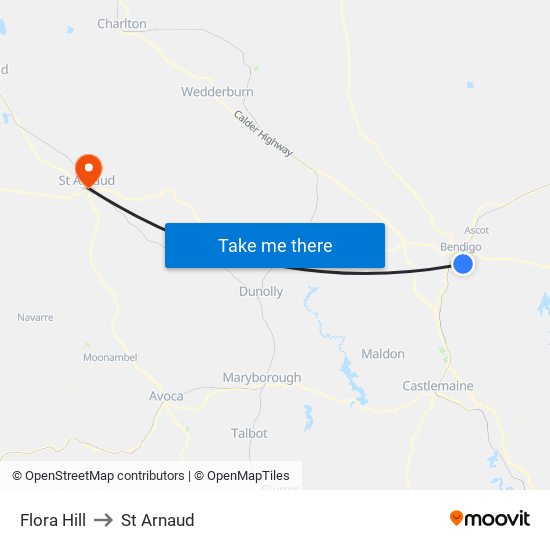 Flora Hill to St Arnaud map