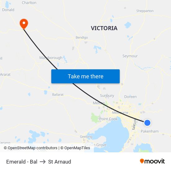 Emerald - Bal to St Arnaud map