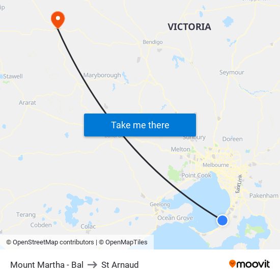 Mount Martha - Bal to St Arnaud map