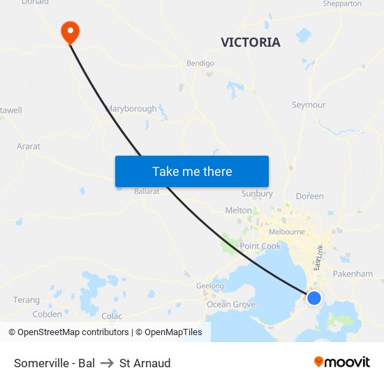 Somerville - Bal to St Arnaud map