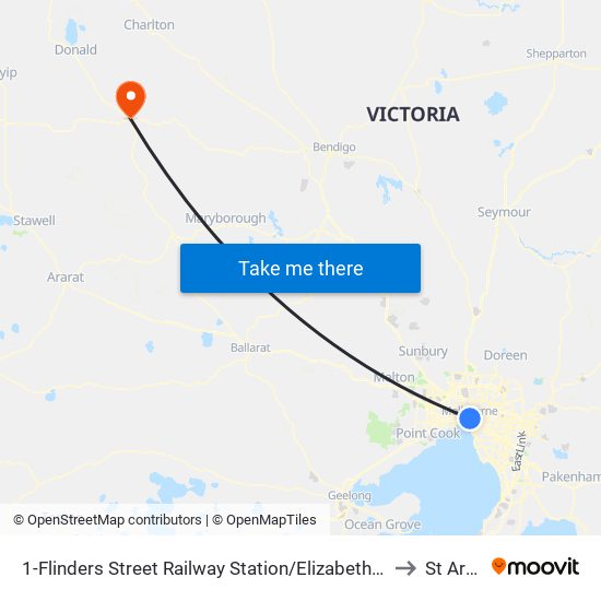 1-Flinders Street Railway Station/Elizabeth St (Melbourne City) to St Arnaud map