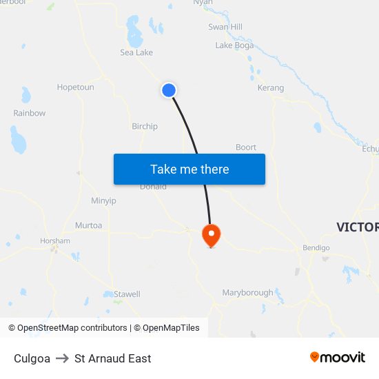 Culgoa to St Arnaud East map