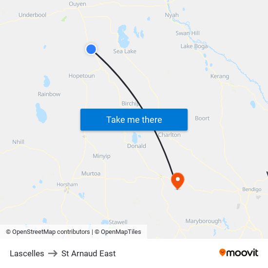 Lascelles to St Arnaud East map
