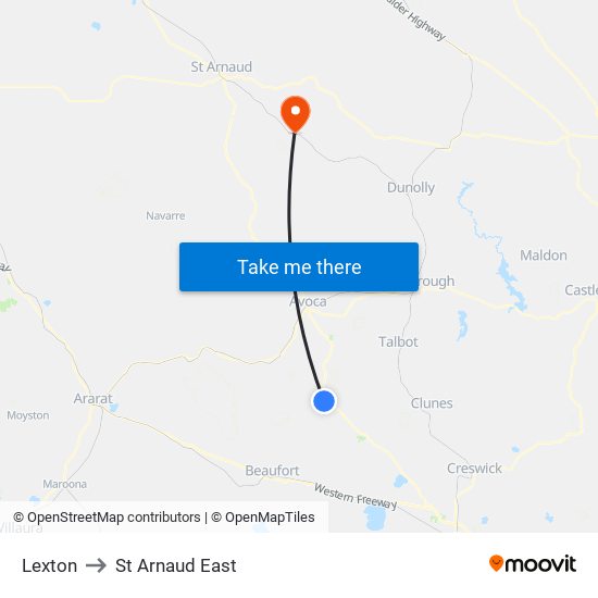 Lexton to St Arnaud East map