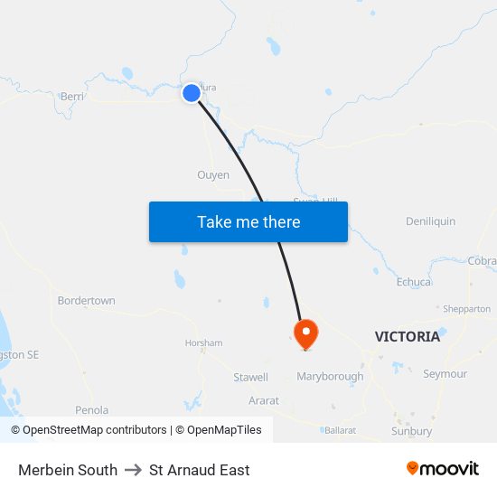 Merbein South to St Arnaud East map