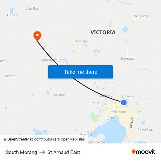 South Morang to St Arnaud East map