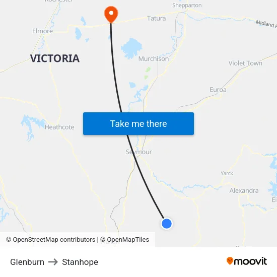 Glenburn to Stanhope map