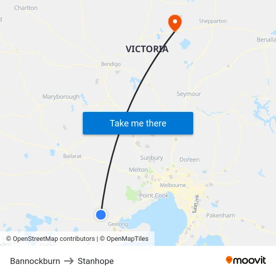 Bannockburn to Stanhope map