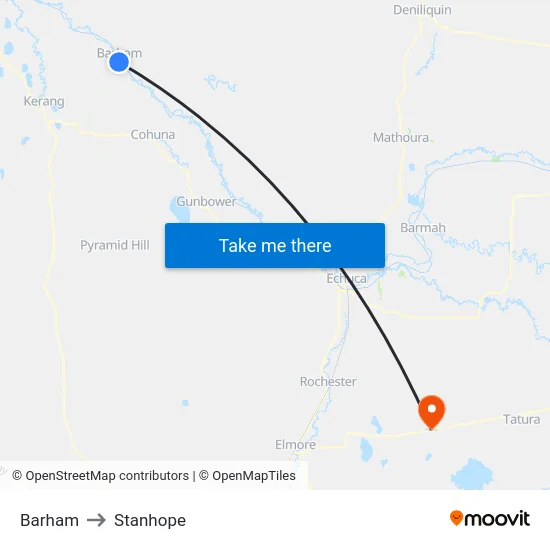 Barham to Stanhope map