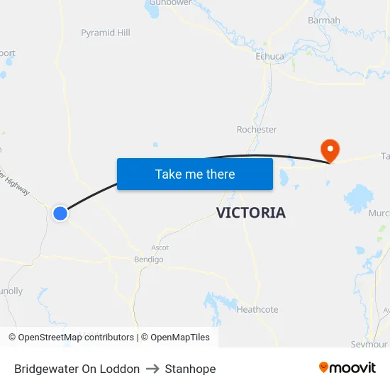 Bridgewater On Loddon to Stanhope map