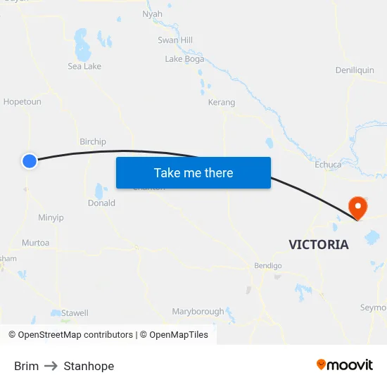 Brim to Stanhope map