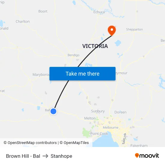 Brown Hill - Bal to Stanhope map