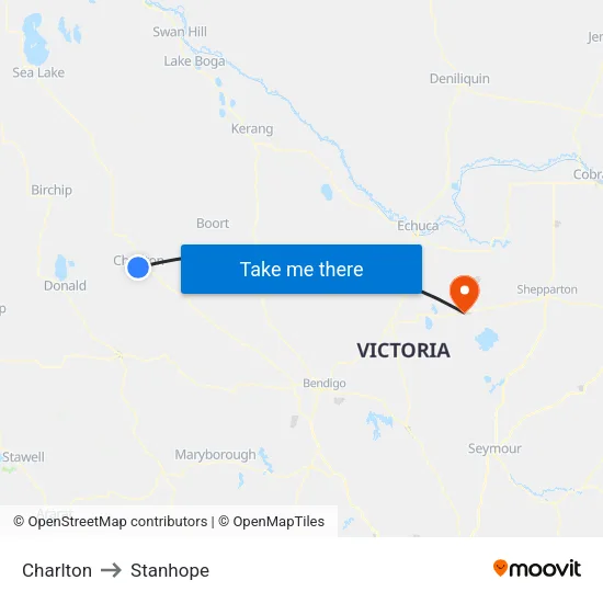 Charlton to Stanhope map