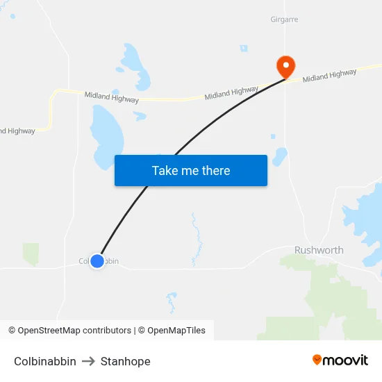 Colbinabbin to Stanhope map
